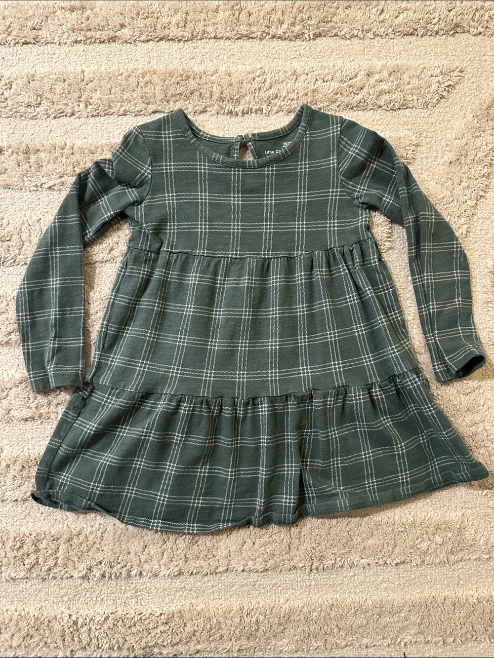 Little Co by Lauren Conrad 100% Organic Cotton Plaid Tiered Long-Sleeve Dress 3T